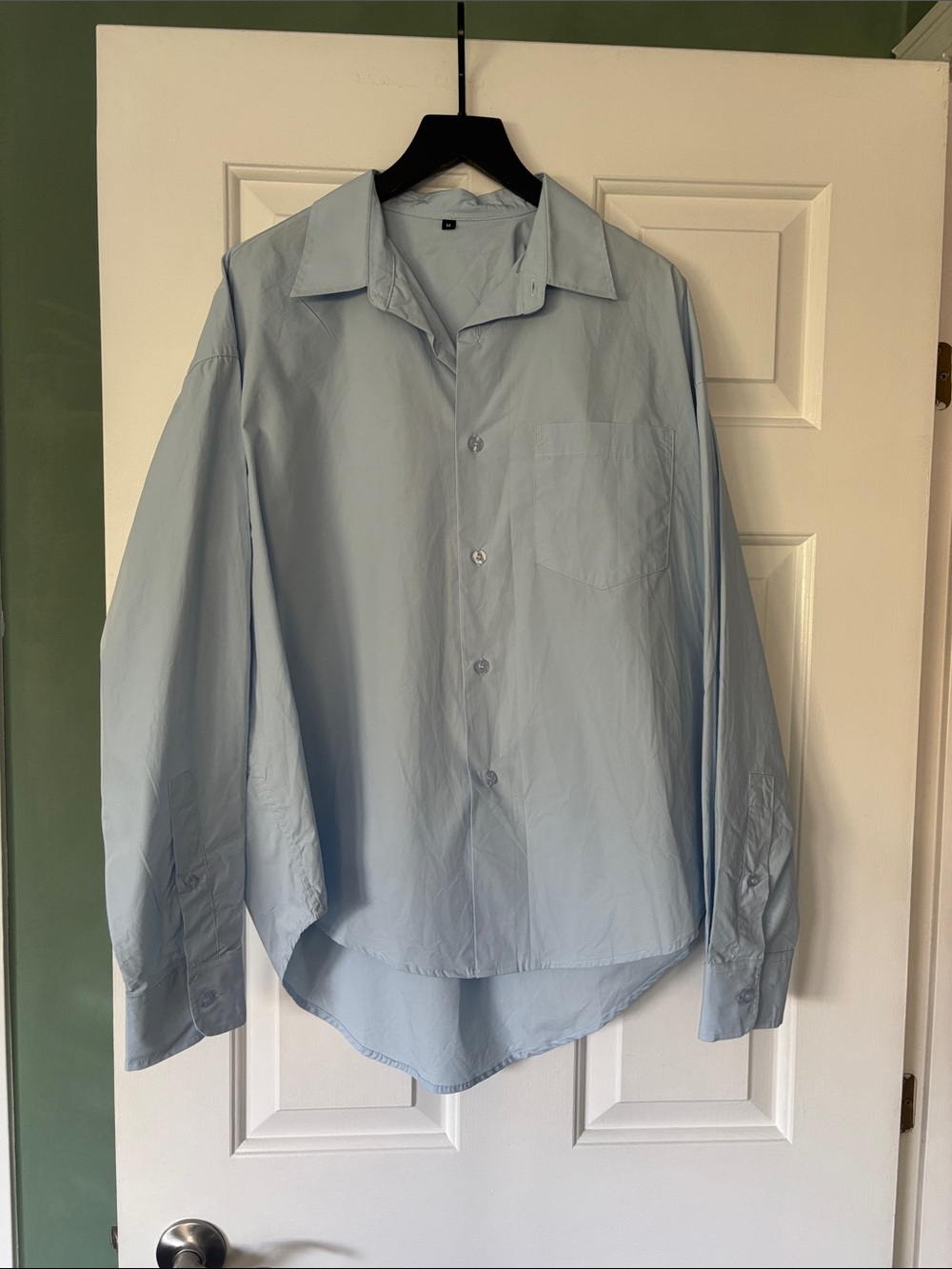 Light blue 100% cotton long sleeve designer button up shirt